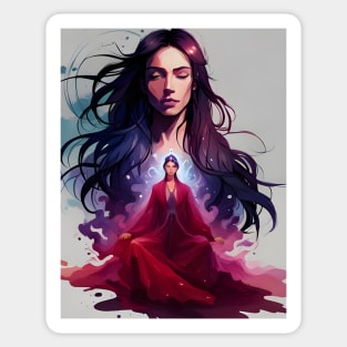 Discover Your Inner Strength: A Captivating Portrait of Meditation Sticker